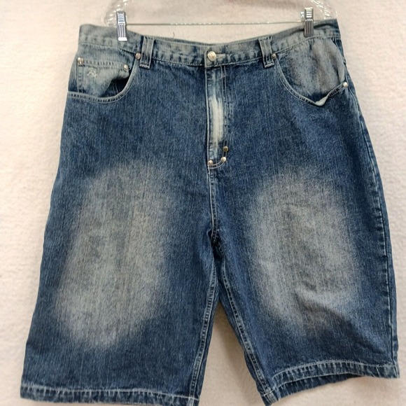 Brooklyn‎ Express Mens Jean Shorts Size 40X12" Blue Denim Distressed 100% Cotton - Picture 1 of 12